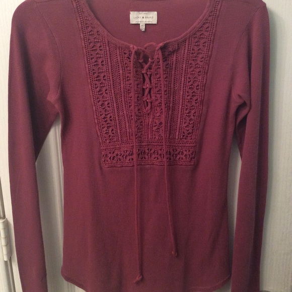 Tops - NWOT Lucky Brand dark maroon thermal top